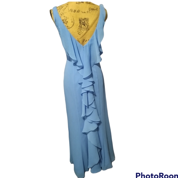 Sky Blue David's Bridal Bridesmaid Gown Size 2 - Picture 3 of 4